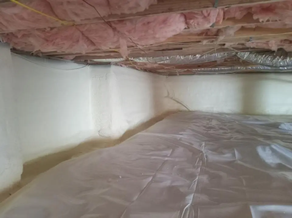 Crawl space encapsulation with closed-cell spray foam for Attic Insulation in Ridgefield